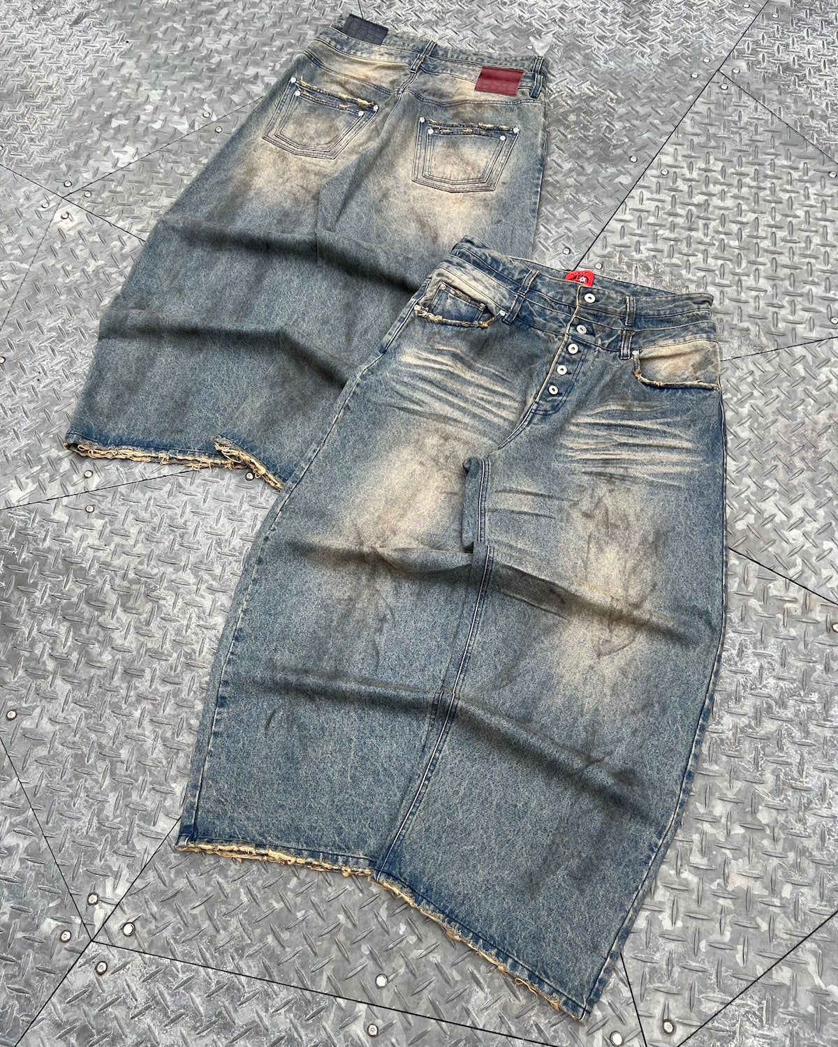 Double Belt Distressed Denim