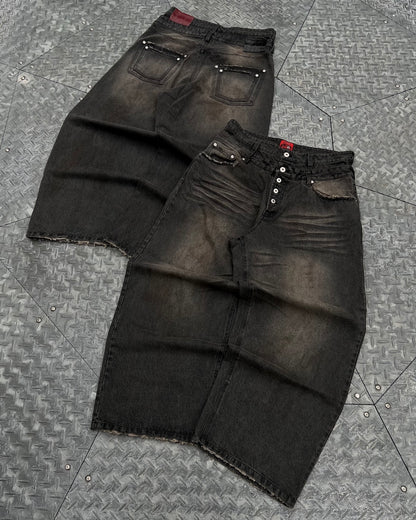 Double Belt Distressed Denim