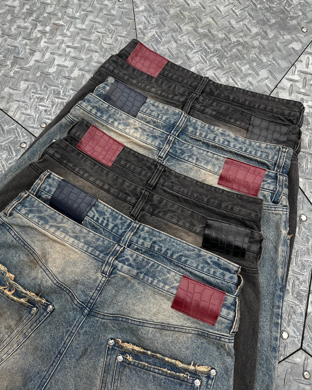 Double Belt Distressed Denim