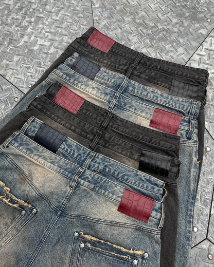 Double Belt Distressed Denim