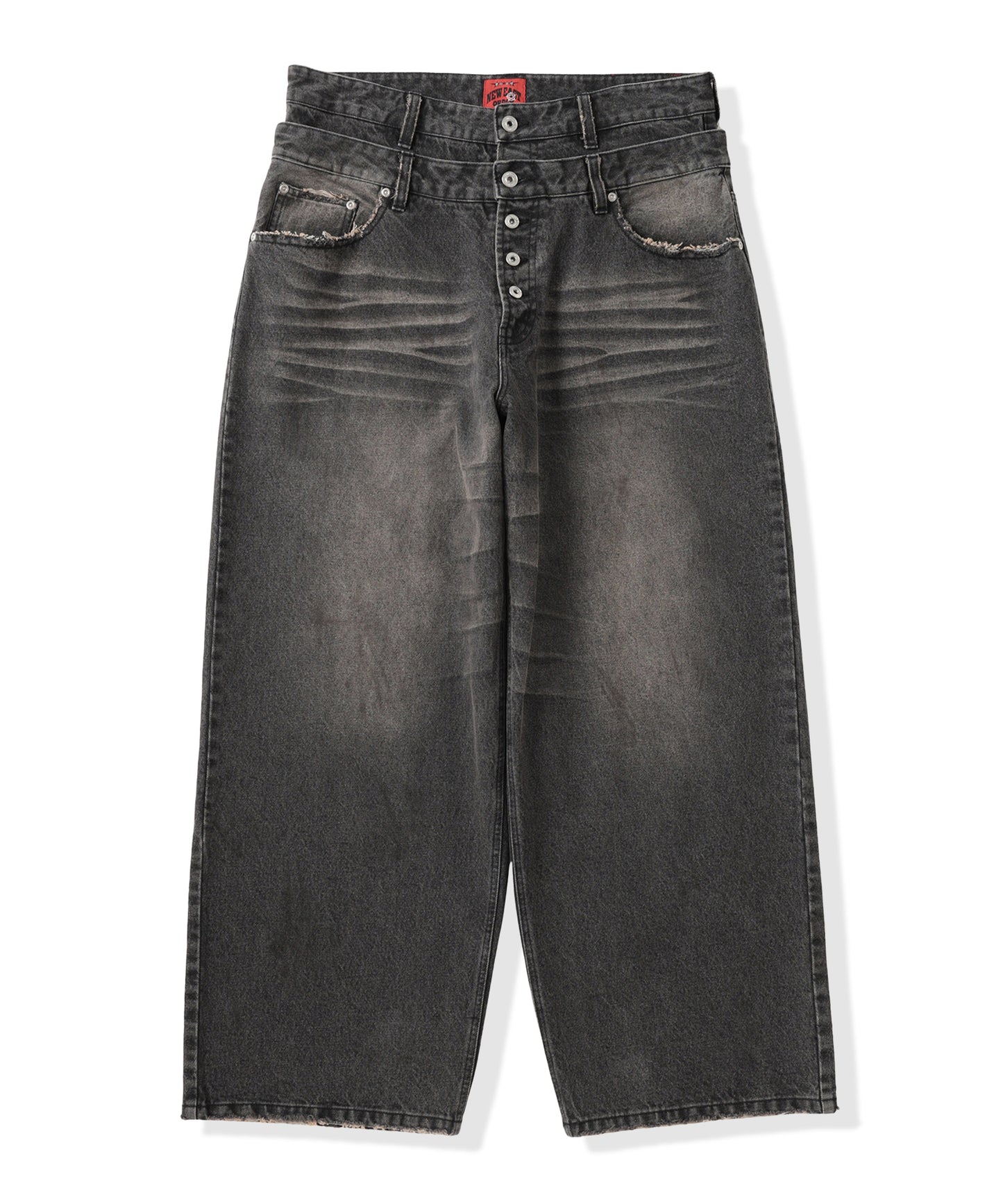 Double Belt Distressed Denim