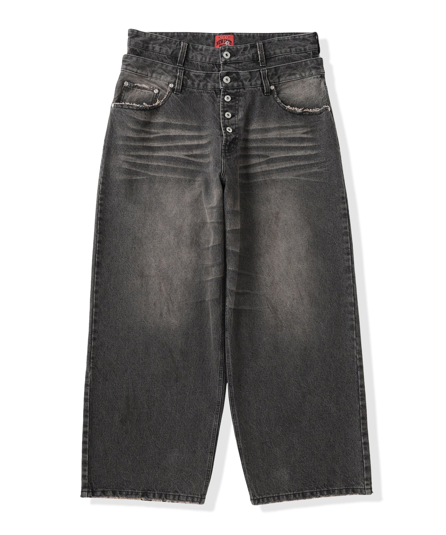 Double Belt Distressed Denim