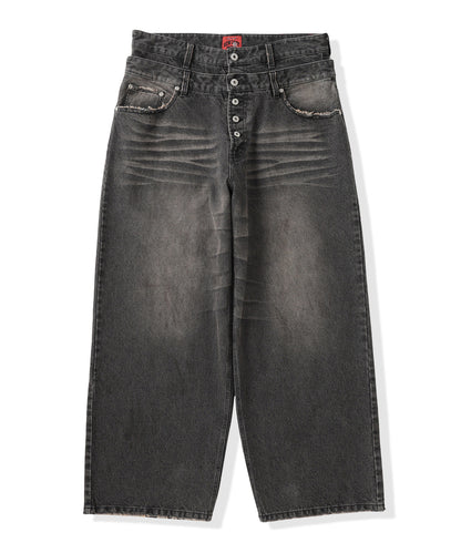 Double Belt Distressed Denim