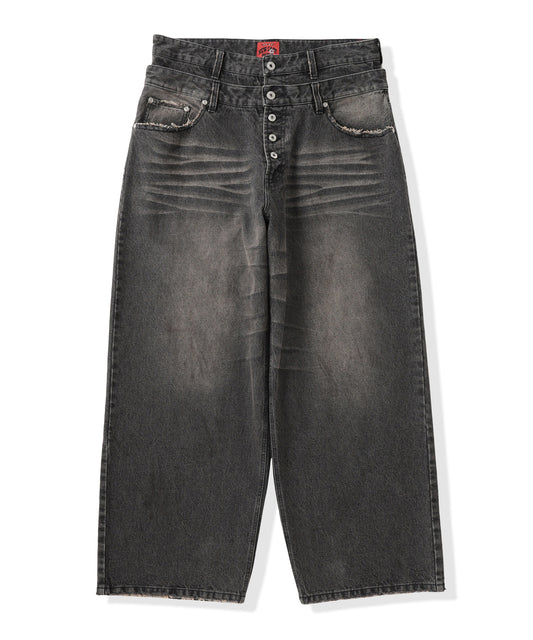 Double Belt Distressed Denim