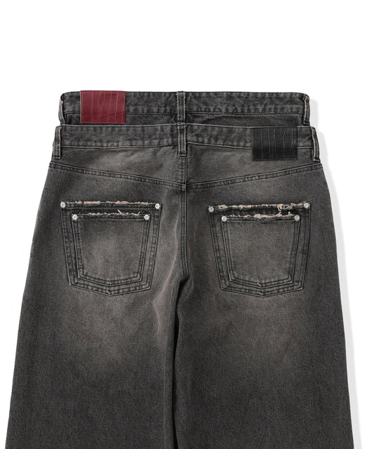 Double Belt Distressed Denim