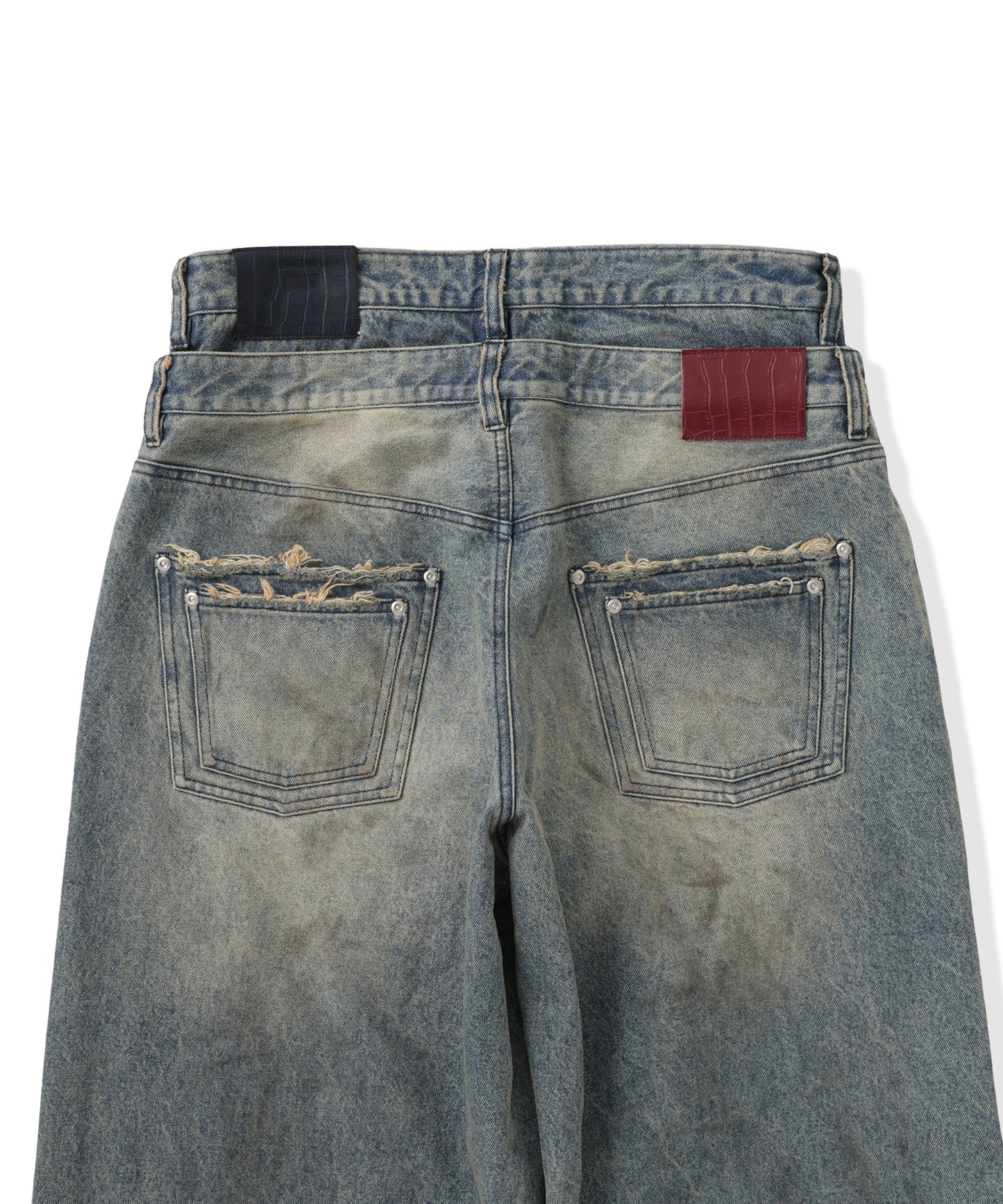Double Belt Distressed Denim