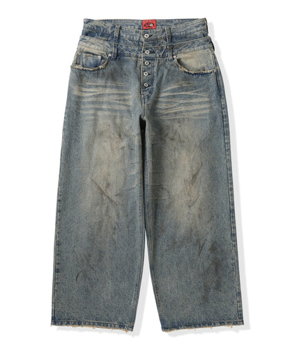 Double Belt Distressed Denim