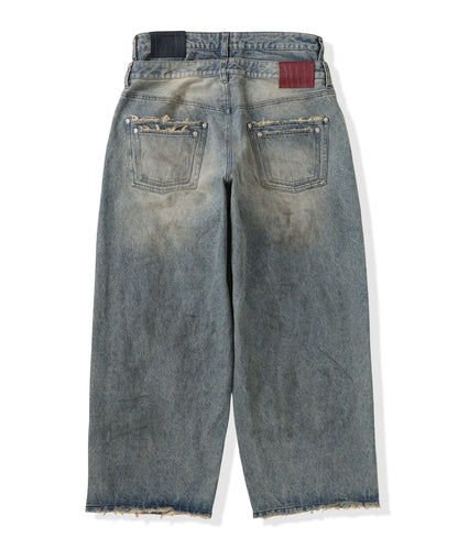 Double Belt Distressed Denim