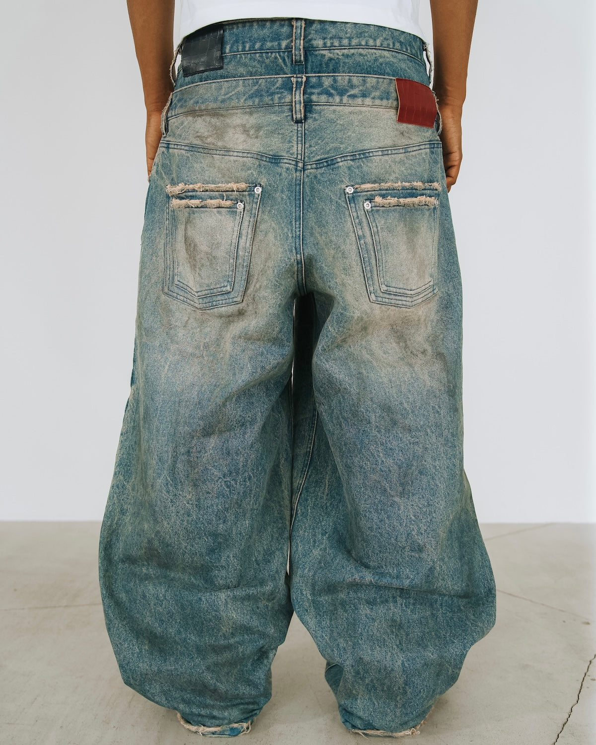 Double Belt Distressed Denim