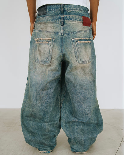 Double Belt Distressed Denim