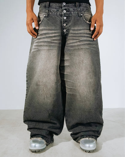 Double Belt Distressed Denim