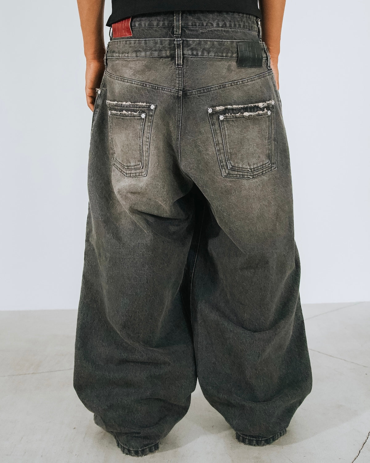 Double Belt Distressed Denim